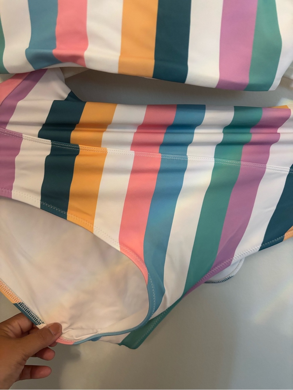 Maaji Girls Striped Two-Piece Bikini in Pink, Teal, Yellow, Blue, Purple, White - Picture 3 of 6
